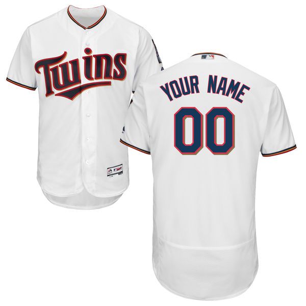 Men Minnesota Twins Majestic Home White Flex Base Authentic Collection Custom MLB Jersey->customized mlb jersey->Custom Jersey